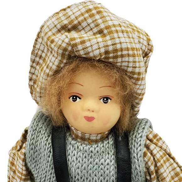 Vintage Ragamuffin Boy & Girl Porcelain & Sawdust Dolls Hand Painted Faces - Picture 4 of 9